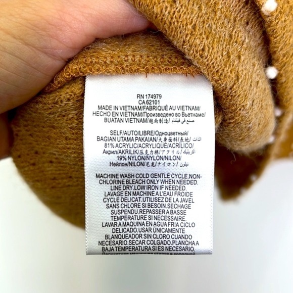 BCBGENERATION- Tan Flared Sleeves White Polka Dot Balls Short Sleeve Dress M - Picture 9 of 12